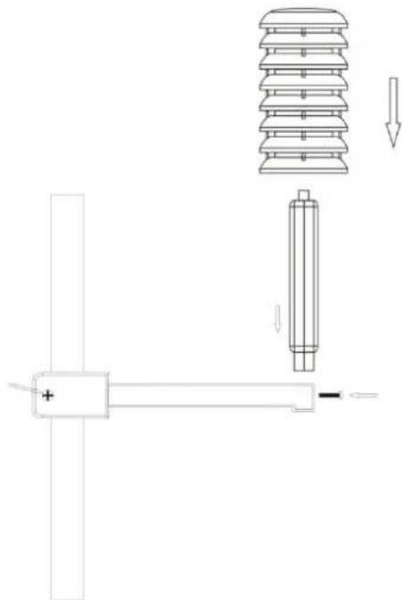 TECHNOLINE WS 1700 - 5) Montage du capteur thermo-hygro sur le support - 3