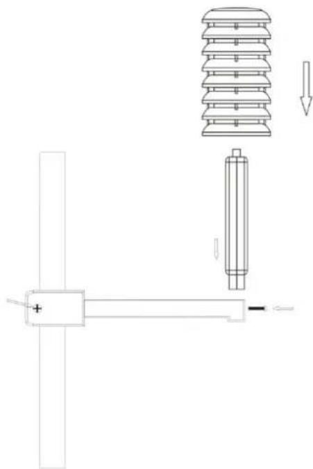 TECHNOLINE WS 1700 - 5) Montaggio del sensore termoigrometro alla staffa ③: - 2
