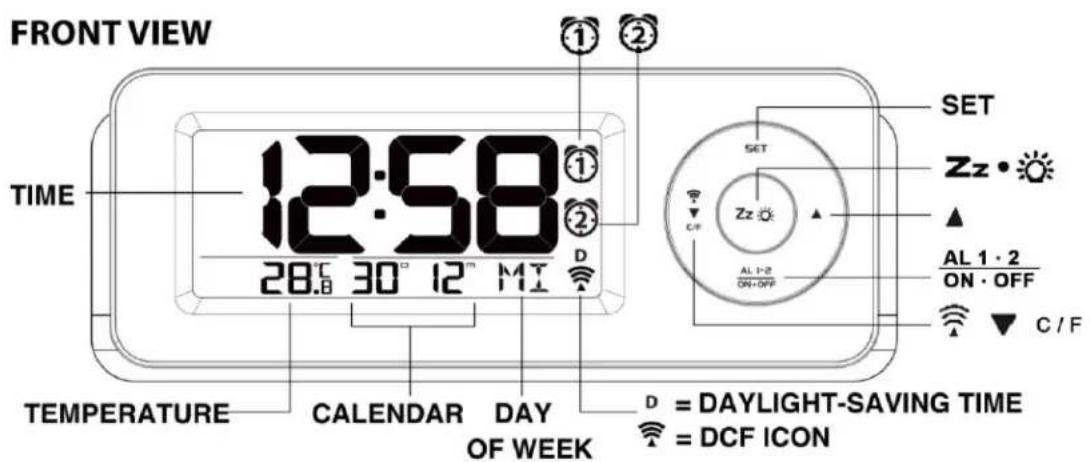 TECHNOLINE WT 498s - Radio Controlled Alarm Clock with Temperature and Calendar - 1
