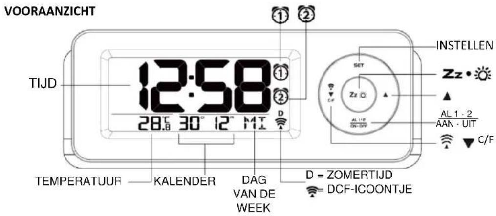 TECHNOLINE WT 498s - Radiogestuurde alarmklok met temperatuur en kalender - 1