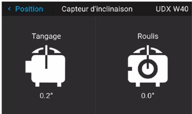 Barco UDXW40 FLEX - Comment dire les valeurs du capteur d'inclinaison - 2