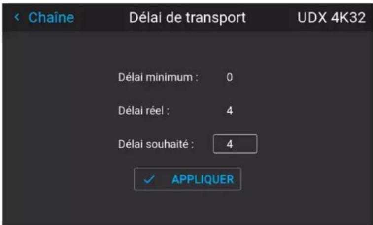 Barco UDXW40 FLEX - Comment configurer le retard de transport ? - 4