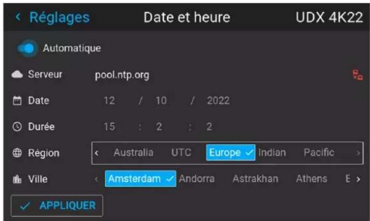 Barco UDXW40 FLEX - Pour définir automatiquement la date et l'heure - 5