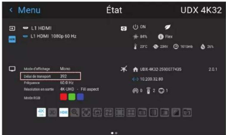 Barco UDXW40 FLEX - Comment configurer le retard de transport ? - 1