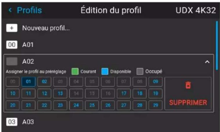 Barco UDXW40 FLEX - Comment attribuer un profil de projecteur à un préréglage - 3