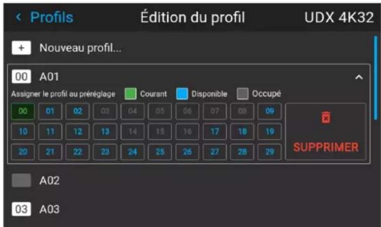 Barco UDXW40 FLEX - Comment attribuer un profil de projecteur à un préréglage - 4