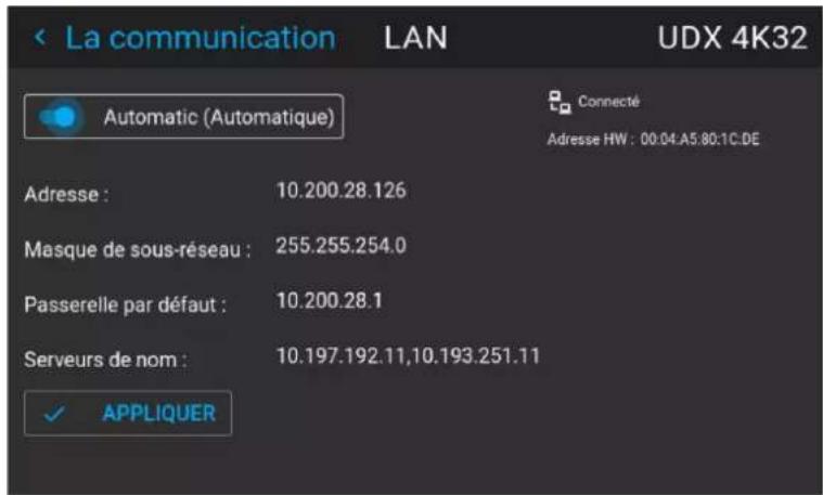 Barco UDXW40 FLEX - Comment configurer manuelle l'adresse IP - 1