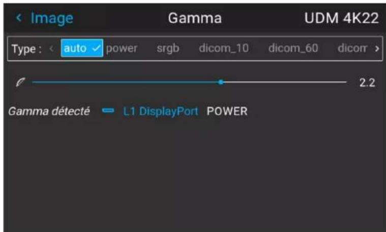 Barco UDXW40 FLEX - Comment régler le type de gamma ? - 2