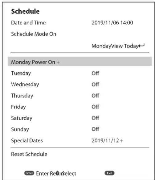 Barco G100W16 - À propos du menu Calendrier - 1