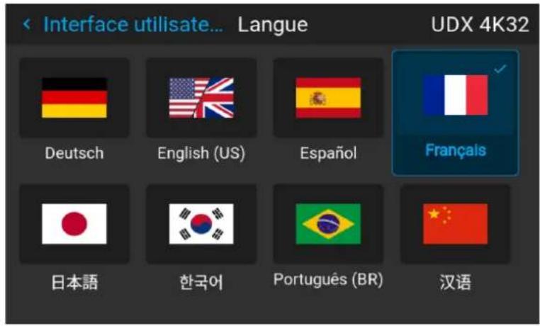Barco FS404K MKII - Réglage de la langue du menu - 1