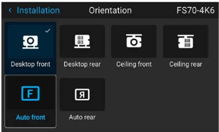 Barco FS404K MKII - Pour définir l'orientation correcte - 1