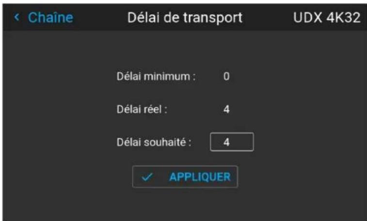 Barco FS404K MKII - Comment configurer le retard de transport ? - 4