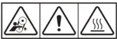 Warning symbols for electrical hazard, warning, and heat transfer in Chinese