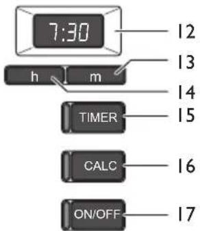 7:30 h m TIMER CALC ON/OFF 12 13 14 15 16 17