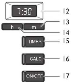 7:30 h m TIMER CALC ON/OFF 12 13 14 15 16 17
