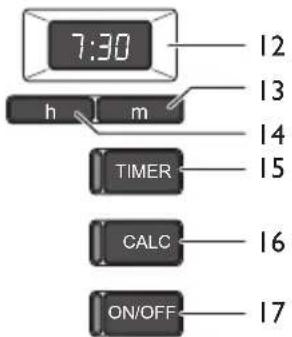 7:30 h m TIMER CALC ON/OFF 12 13 14 15 16 17