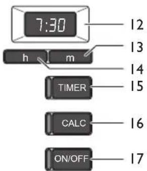 7:30 h m TIMER CALC ON/OFF 12 13 14 15 16 17