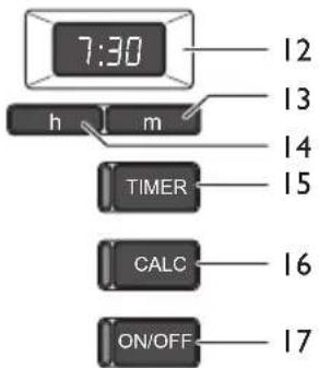 7:30 h m TIMER CALC ON/OFF 12 13 14 15 16 17