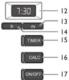 7:30 h m TIMER CALC ON/OFF 12 13 14 15 16 17
