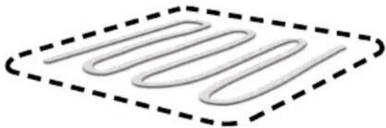 Pure diagram of a U-shaped pipe or tube enclosed in a dashed oval border (no text or symbols)