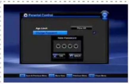 Parental Control Age Limit Current Password New Password OK BACK