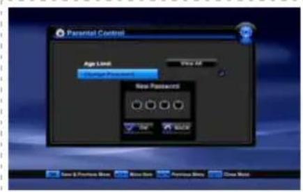 Parental Control Age Limit: New Password New Passwords New & Previous Name: New Date: New Password Name: New Date: New Password