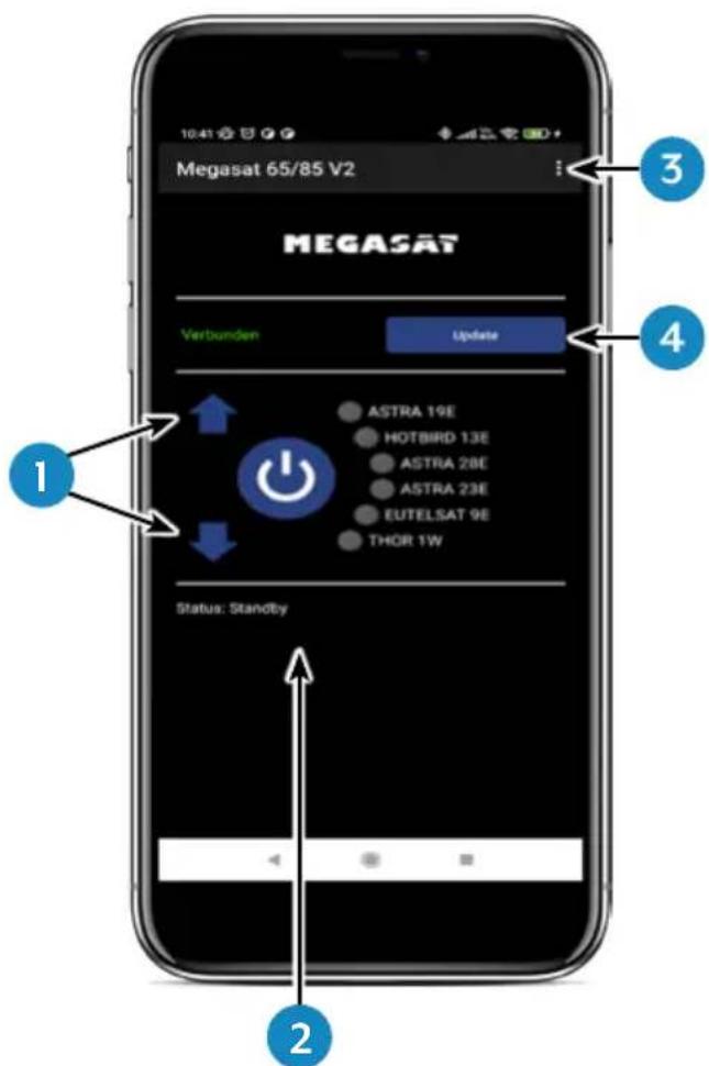 Megasat 65/85 V2 MEGASAT Verbunden Update ASTRA 19E HOTBIRD 13E ASTRA 28E ASTRA 23E EUTELSAT 9E THOR 1W Status: Standby