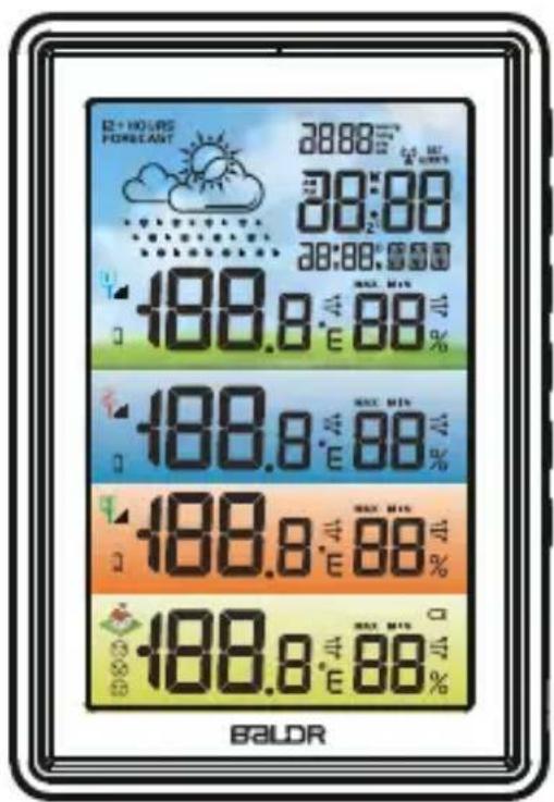 Baldr B360WC - DRAHTLOSE FARB WETTERSTATION MIT 3 FERNSENSOREN - 1