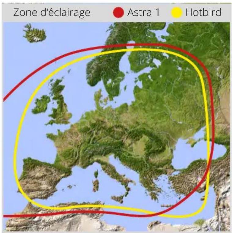 Zone d'éclairage Astra 1 Hotbird