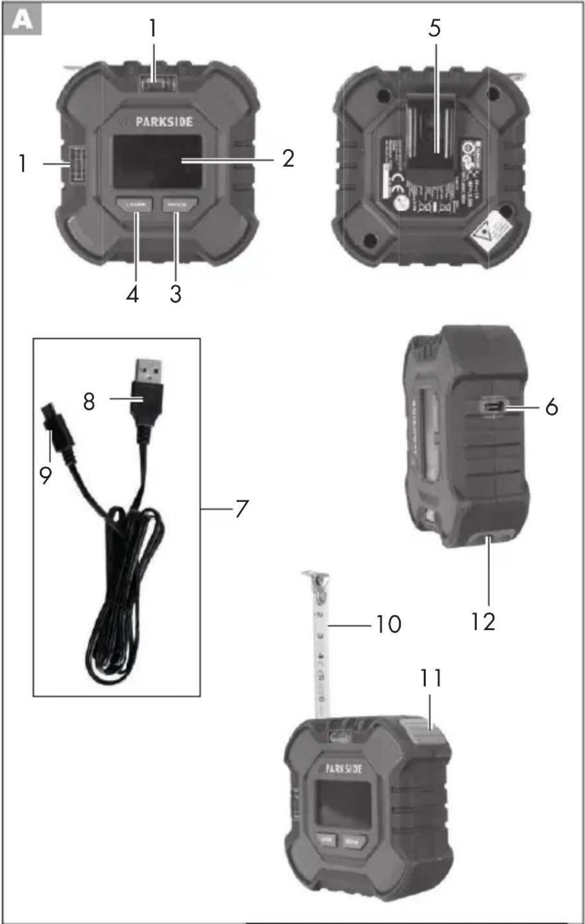 PARKSIDE PLMB 4 B1 - Automatic Tape Measure 4V - 1