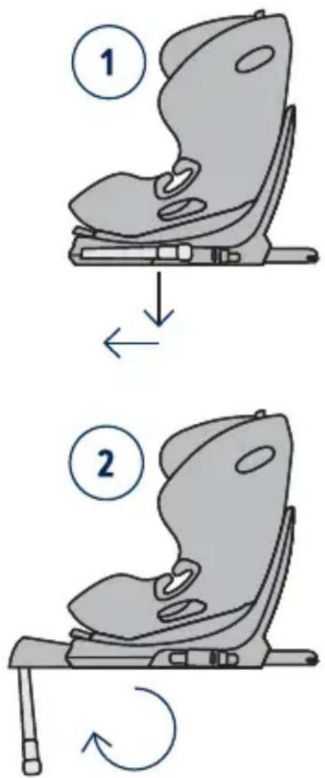 Diagram illustrating two-step car seat replacement process with numbered steps and directional arrows