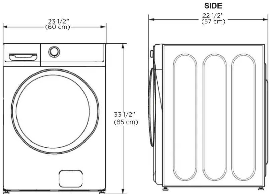 23 1/2" (60 cm) 33 1/2" (85 cm) SIDE 22 1/2" (57 cm)