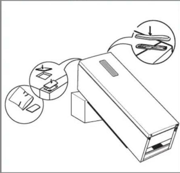 Diagram illustrating a printer's internal structure with labeled parts and process steps