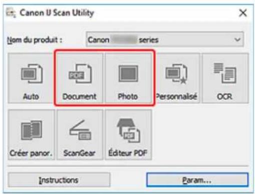 Canon U Scan Utility Nom du produit : Canon series Auto Document Photo Personnalisé OCR Créer panor. ScanGear Éditeur PDF Instructions Param...