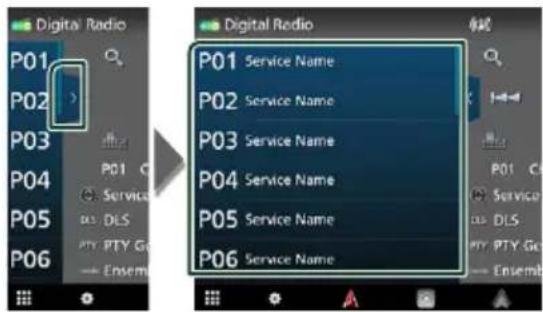 Digital Radio P01 Service Name P02 Service Name P03 Service Name P04 Service Name P05 Service Name P06 Service Name