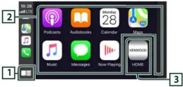 KENWOOD DNR1008RVS - Boutons de commande et applications disponibles sur l'écran d'accueil d'apple carplay - 1