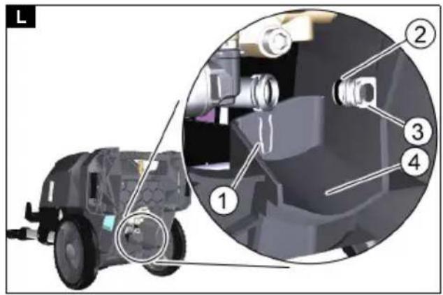 Technical diagram of a vehicle's internal components with numbered parts, including engine, valve, and gear assembly.