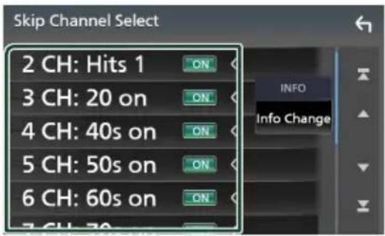 JVC KWM875BW - Touchez chaque canal dans la liste puis réglez-le sur on ou OFF. - 1