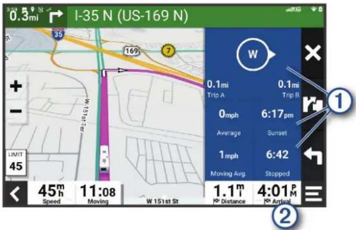 GARMIN RV 895 - Affichage d'informations personnalisées sur le trajet sur la carte - 1