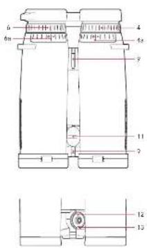 Technical diagram of a mechanical assembly with numbered components and cross-sectional views