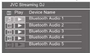 JVC KWM785BW - Affichez la liste des périphériques pour JVC streaming DJ. - 2