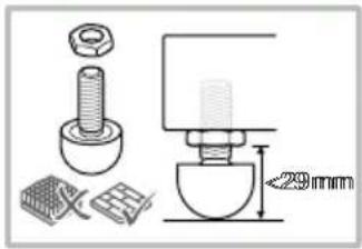 Technical diagram showing mechanical assembly with bolt, nut, and base component, including a 29 mm dimension标注