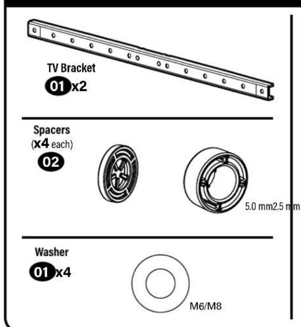 SANUS VSTV2B2 - Supplied Parts and Hardware - 1