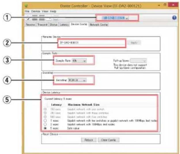 TASCAM IFDA2 - Changement de la fréquence et de la résolution d'échantillonnage avec dante controller - 1