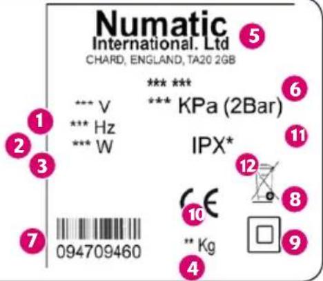 Numatic George GVE3722 - Rating Label - 3