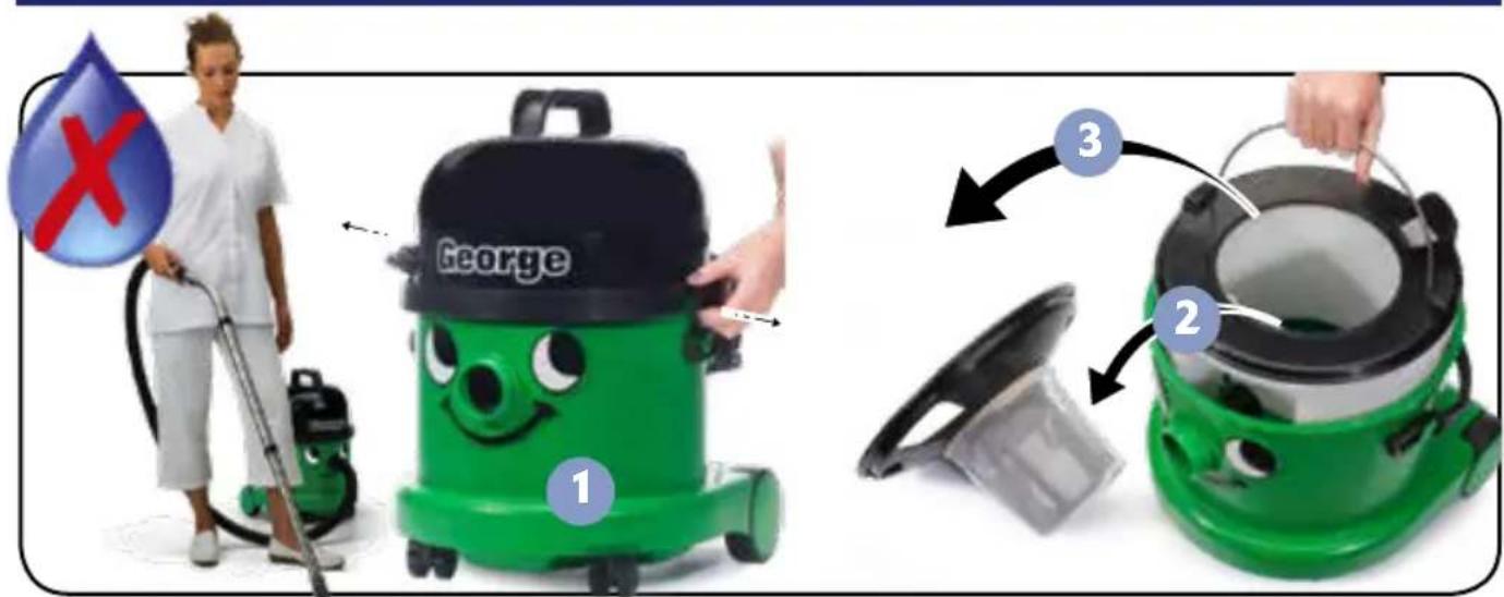 Numatic George GVE3722 - Cleaning the machine --- Reinigung der Maschine Nettoyage de la machine --- De machine reinigen - 4