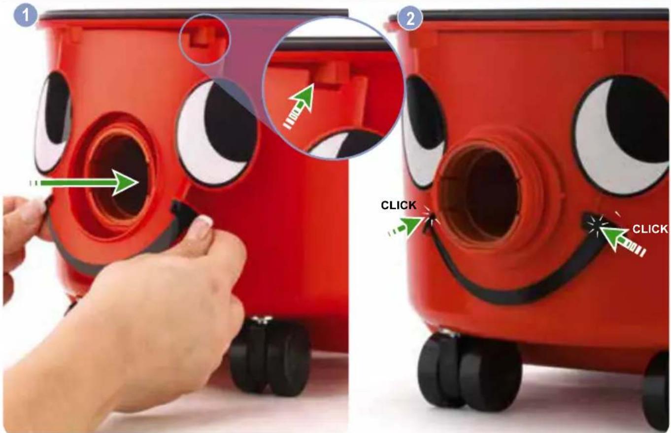 Numatic Hetty Cordless HEB160 - Fitting the Face, Aufstecken des Gesichts, Montage du visage, Het gezicht aanbrengen, Colocar a cara - 1