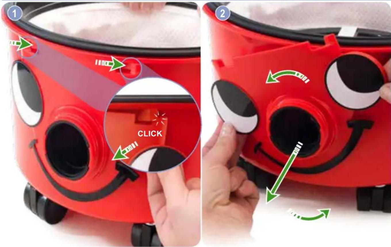 Numatic Hetty Cordless HEB160 - Removing the Face, Entfernen des Gesichts, Démontage du visage, Het gezicht verwijderen, Retirar a cal - 1