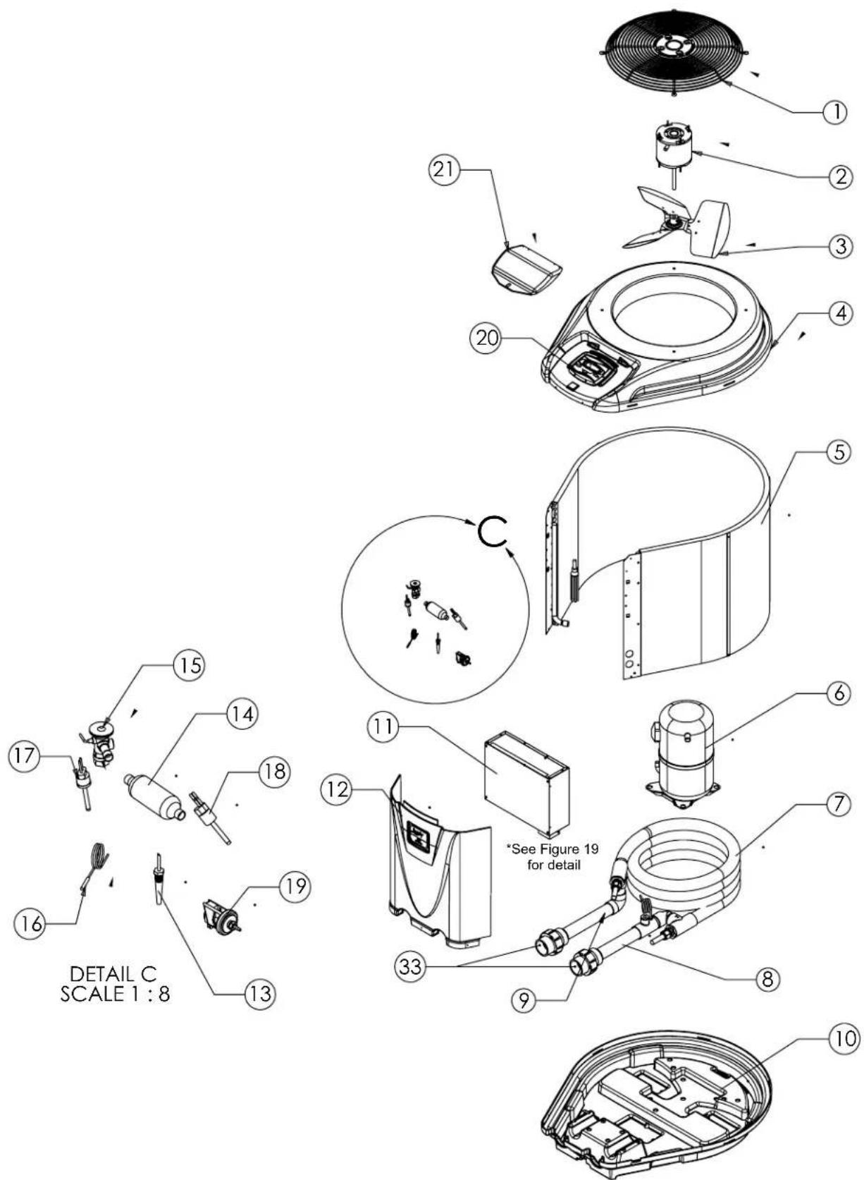 Jandy JE2000T - Zodiac® JE 1500 Heat Pumps Exploded View - 1