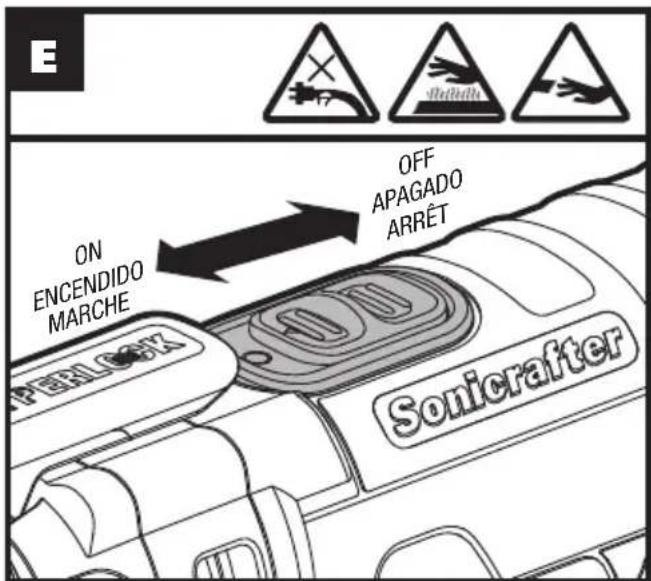 E ON ENCENDIDO MARCHE OFF APAGADO ARRÊT PERLOCK Sonicrafter